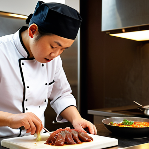 Home 6 **Image Prompt:** "Vietnamese chef using a sous vide machine in a modern kitchen to cook *ca kho to*. Focus on the chef's attention to detail and the fusion of French technique with traditional Vietnamese cuisine. Soft lighting, high-quality ingredients displayed nearby."