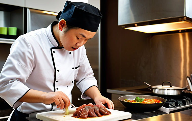 **Image Prompt:** "Vietnamese chef using a sous vide machine in a modern kitchen to cook *ca kho to*. Focus on the chef's attention to detail and the fusion of French technique with traditional Vietnamese cuisine. Soft lighting, high-quality ingredients displayed nearby."